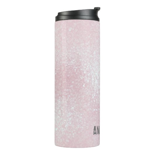 Girly chic glänzend glänzend hellrosa personalisie thermosbecher (Nach links gedreht)