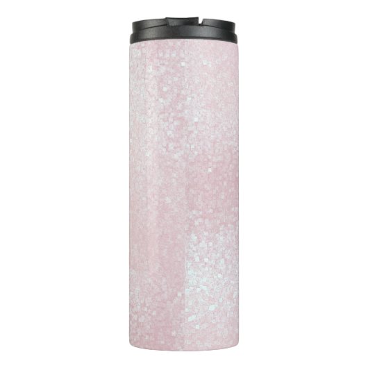 Girly chic glänzend glänzend hellrosa personalisie thermosbecher (Rückseite)