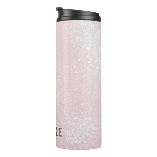 Girly chic glänzend glänzend hellrosa personalisie thermosbecher (Nach rechts gedreht)