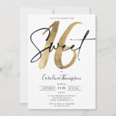 Girly chic gold border script Foto Sweet 16 Einladung (Vorderseite)