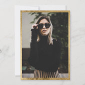 Girly chic gold border script Foto Sweet 16 Einladung (Rückseite)