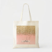 Girly Chic Gold Confetti Pink Gradient Monogram Tragetasche (Vorne)