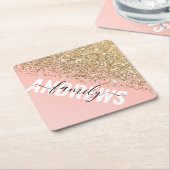 Girly Chic Gold Confetti Pink Gradient Monogram Untersetzer (angewinkelt)
