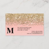 Girly Chic Gold Confetti Pink Gradient Monogram Visitenkarte (Rückseite)