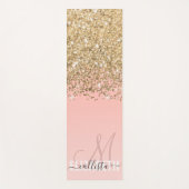 Girly Chic Gold Confetti Pink Gradient Monogram Yogamatte (Vorderseite)