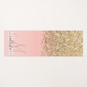 Girly Chic Gold Confetti Pink Gradient Monogram Yogamatte (Vorderseite (Horizontal))