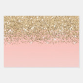 Girly Chic Gold Confetti Pink Gradient Ombre Geschenkpapier Set (Vorderseite)