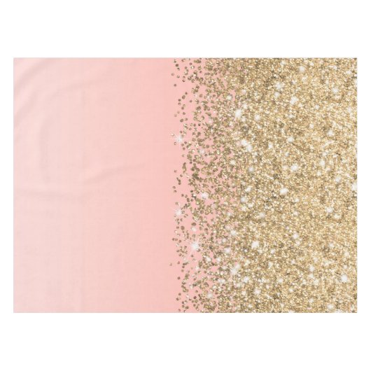 Girly Chic Gold Confetti Pink Gradient Ombre Tischdecke (Vorderseite (Horizontal))