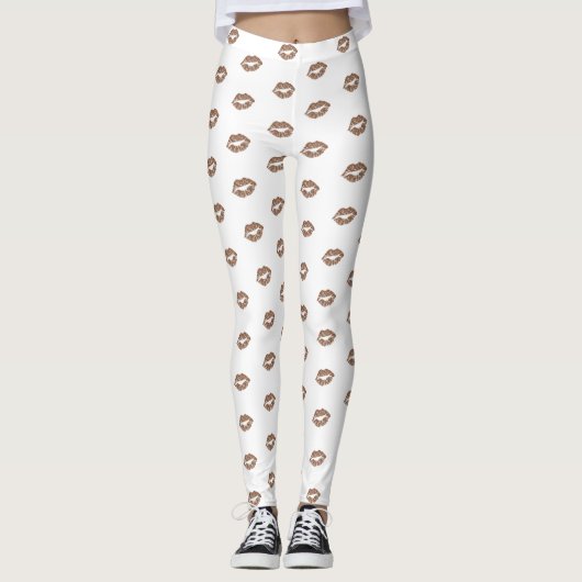 Girly Chic-Imitat-GoldGlitzer-Lippenmuster Leggings (Vorderseite)