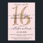 Girly Chic Imitats Gold Glitzer Blush Pink Sweet 1 Einladung<br><div class="desc">Diese elegante, einfache, minimalistische und schicke 16 . Geburtstag-Geburtstagsfeier ist perfekt für Ihre junge Teenagerin. Es verfügt über eine glamouröse Imitats gedruckt aufwändig und luxuriös gold funkelnd Glitzer Sequin Nummer "16" auf einem gürlich rot rosa Hintergrund mit kostenlosen schwarzen kursiven und serif Schriftart. Es ist einzigartig, modern, cool und trendig,...</div>