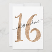 Girly Chic Imitats Gold Glitzer White Sweet 16 Einladung (Rückseite)