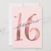 Girly Chic Imitats Rose Gold Blush Pink Sweet 16 Einladung (Rückseite)