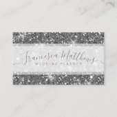 Girly Chic Imitats Silver Glitzer Script Swaps Visitenkarte (Vorderseite)