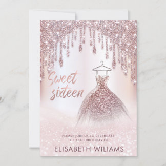 Girly chic Kleid Tropfen Rose gold glittery ombre Einladung