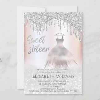 Girly chic Kleid Tropfen silber glitterfarben ombr Einladung