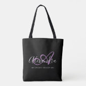 Girly Chic Lavander Elegante Script Name Monogram Tasche (Rückseite)