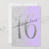 Girly Chic Lavender Silver Glitzer Ombre Sweet 16 Einladung (Rückseite)