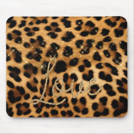 Girly Chic Leopard Gold Glitzer Liebe Mousepad