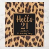 Girly chic Leopard Print 21. Geburtstag Party Weinetikett (Einzelnes Label)