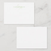 Girly Chic Light Green Script Monorgram Mitteilungskarte (Vorne/Hinten)