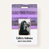 Girly Chic Lila Paint Glitzer Pinselstriche Ausweis (Vorderseite)