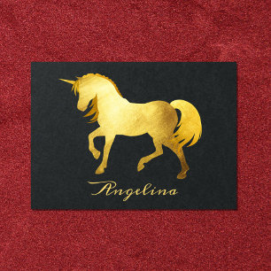 Girly & Chic Luxury Gold Foil Einhorn Custom Card