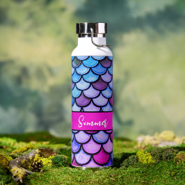 Girly Chic Magenta Lila Blue Mermaid Scales Trinkflasche