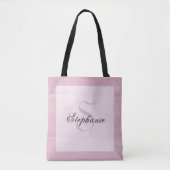 Girly Chic Mauve Blush Pink Grau Monogramm & Name Tasche (Vorderseite)