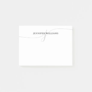 Girly Chic Minimalistisch Black Gray Script Monogr Post-it Klebezettel