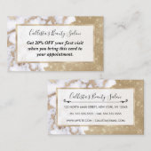 Girly Chic Modern Glam Gold Glitzer Marmormuster Rabattkarte (Vorne/Hinten)