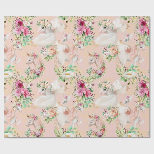 Girly Chic Modern Watercolor Geschenkpapier (Flach)