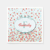 Girly Chic Monogram Coral und Aquamarines Blumenmu Serviette (Vorderseite)