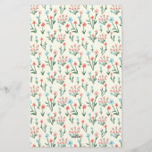 Girly Chic Pastel Pink Blue Flowers Pattern Briefpapier (Rückseite)