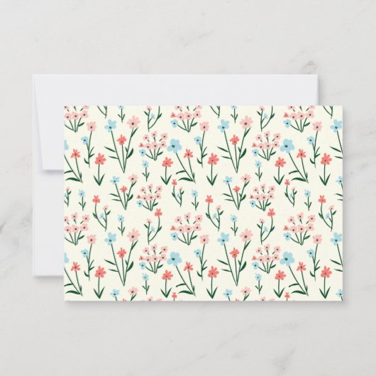 Girly Chic Pastel Pink Blue Flowers Pattern Mitteilungskarte (Rückseite)