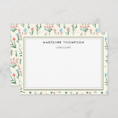 Girly Chic Pastel Pink Blue Flowers Pattern Mitteilungskarte (Vorne/Hinten)