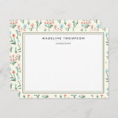 Girly Chic Pastel Pink Blue Flowers Pattern Mitteilungskarte (Vorne/Hinten)