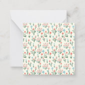 Girly Chic Pastel Pink Blue Flowers Pattern Square Mitteilungskarte (Rückseite)