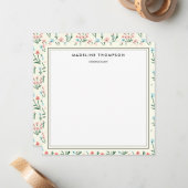 Girly Chic Pastel Pink Blue Flowers Pattern Square Mitteilungskarte (Vorderseite/Rückseite Beispiel)