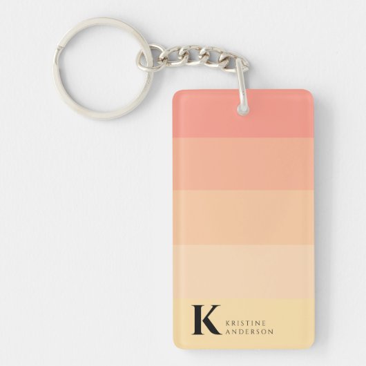 Girly Chic Peach Ombre Classic Monogram Schlüsselanhänger (Vorderseite)