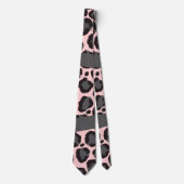 Girly Chic Pink Black Gray Leopard Cheetah Print Krawatte (Vorderseite)