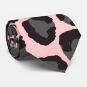 Girly Chic Pink Black Gray Leopard Cheetah Print Krawatte (Gerollt)