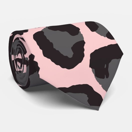 Girly Chic Pink Black Gray Leopard Cheetah Print Krawatte (Gerollt)