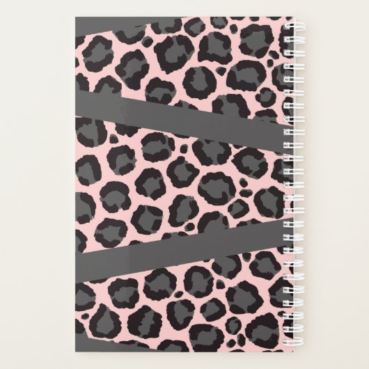 Girly Chic Pink Black Gray Leopard Cheetah Print Planer (Rückseite)