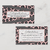 Girly Chic Pink Black Gray Leopard Cheetah Print Visitenkarte (Vorne/Hinten)