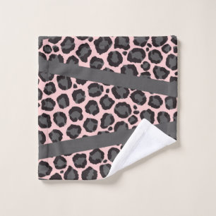 Girly Chic Pink Black Gray Leopard Cheetah Print Waschlappen