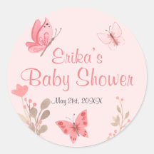 Girly Chic Pink Floral Butterflies Babydusche