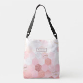 Girly Chic Pink Glitzer Marmor Personalisierter Na Tragetaschen Mit Langen Trägern (Rückseite)