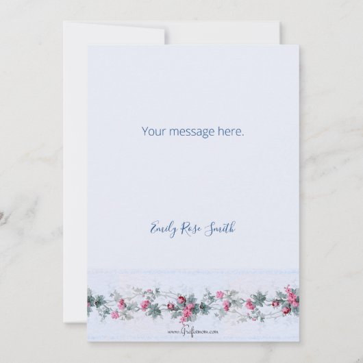 Girly Chic Pink und Blue Rose Mitteilungskarte (Rückseite)