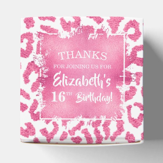 Girly Chic Pink und White Leopard Geburtstag Geschenkschachtel (Oben)