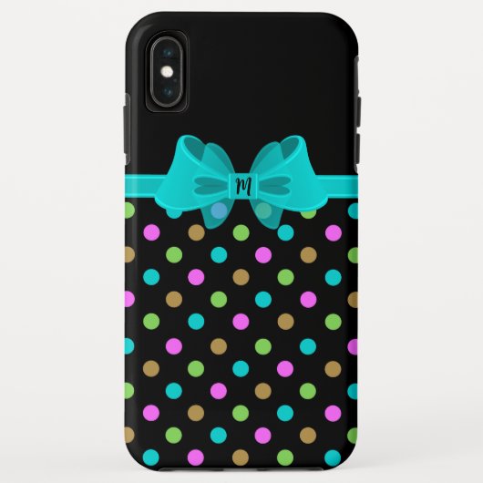 Girly Chic Polka Dots Monogram Case-Mate iPhone Hülle (Rückseite)
